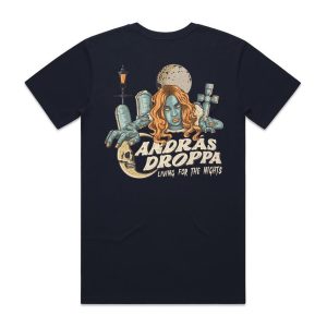 Living For The Nights by Andras Droppa single release t-shirt navy